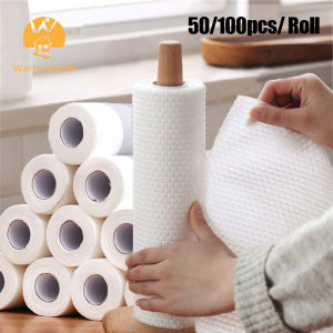 [Warm Homie] 50/100Pcs/Roll Disposable Kitchen Cleaning Cloth Dishwashing Paper Dish Washing Cloth Wiping Rags
