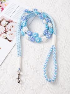Handwoven Pearl Daisy Dog Leash High End Pet Traction Rope for Small to Medium Size Dogs Non-Extensible Durable Dog Leash