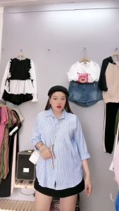 Áo sơ mi hottrend thời trang Bigsize Cô Nhỏ kẻ sọc tay dài đuôi tôm basic chất vải lụa mềm mịn không kén màu da thời trang- SM49