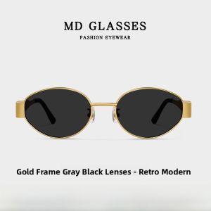 Fashionable Retro Metal Frame Sunglasses Womens Oval Face Shape Comfortable Elegant Street Style Sun Protection Resin Lenses