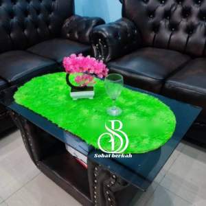 Taplak Meja Kaca Oval Bulu Polos UK 40x84cm Taplak meja kaca ruang tamu