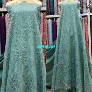 (COD) Kain Tulle Bordir Halland | Bahan Kebaya Simpel | Kain Motif Salur | Bahan Kebaya Terbaru | Kain Meteran