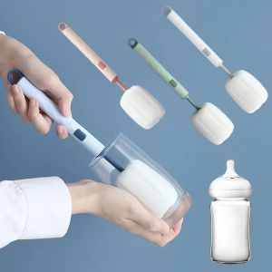 Removable Cup Brush Cleaner Long Handle Drinking Milk Bottle Sponge Washing Brush Scrubber Wineglass Kitchen Cleaning Tools