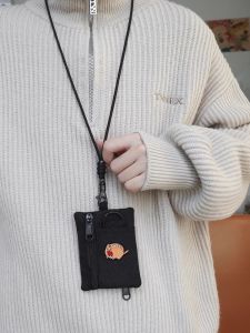 Original Leisure Cute Little Tiger Card Holder Coin Purse Key Case Black Earphone Bag Neck-Hanging Bag Mini Bag