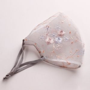 Embroidered Flower Face Mask Adjustable Washable Breathable Modal Printed Lace Face Cover for Summer Daily Wear