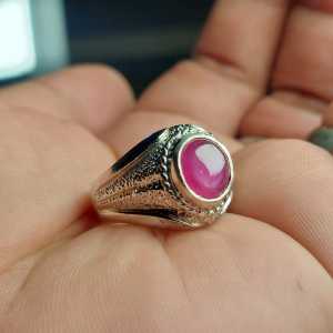 Batu cincin permata ruby jhonshon nginden patwa / pink / rubi daging merah 9-10mm  Elegan Rings