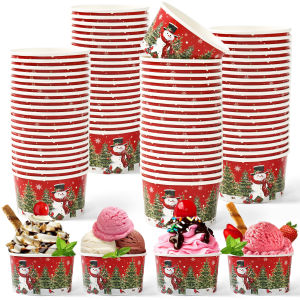 ถ้วยไอศกรีมกระดาษคริสต์มาสขนาด 8 ออนซ์ ถ้วยใช้แล้วทิ้ง ตกแต่งคริสต์มาสสำหรับบ้าน 2025  Navidad Natal Noel ปีใหม่ 2026