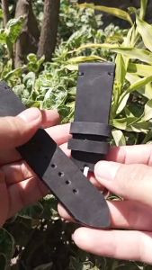 Tali Jam Tangan Kulit Sapi crazy horse selapis hitam 15823 Bergaransi