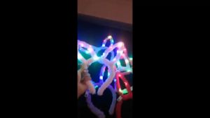 LED Feather Wreath Crown Headband Luminous Headdress 14LED Bunny Ears Headband Hair Rope for Women Wedding Glow Party