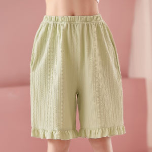Girls Cotton Silk Short Pants Summer Thin Home Clothes Outdoor Wearable Children Sleepwear Pure Color Princess Style Home Pants