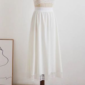 Milk Silk Cheongsam Underdress Half-length Anti-exposure Hanfu Maqun Base Skirt A-line Midi Polyester Blend Pure Color