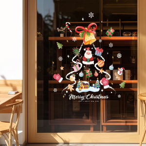 1Pc 45cm * 60cm Christmas Window Stickers Electrostatic Stickers Including Christmas Snowmen Santa Claus Christmas Trees Gift Boxes Snowflakes Candy Canes and Other Element Patterns Suitable for Home Windows Bedrooms Schools Restaurants Off...