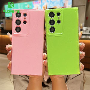 FLOVEME Fluorescent Color Glitter Jelly Phone Case For Samsung Galaxy S23 S24 Ultra S23+ Plus Bling Glitter Camera Protection All-inclusive Shockproof Back Cover For Samsung S24 S23