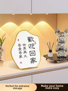 Welcome Home Luxury Decorative Artwork Hallway Entrance Decorations TV Cabinet Living Room High End Artificial Crystal Carvings