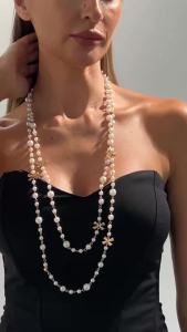 KunJoe 2Pcs/Set Elegant Imitation Pearl Long Necklace for Women Vintage Stacked Sweater Chain Wedding Jewelry Neck Accessories