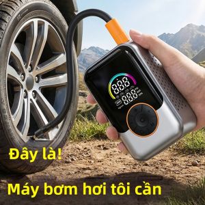 Máy Bơm Lốp Điện Không Dây Di Động có Đồng Hồ Đo Áp Suất
