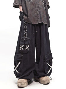 Quần Thể Thao Nam Dáng Rộng Nhiều Túi Quần Ống Rộng Quần Ống Rộng Phong Cách Hip Hop Quần Dài Thường Ngày Mùa Hè Cotton