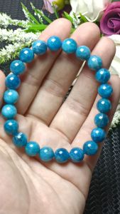 High Grade Blue Apatite Gemstone Crystal Bracelet 8mm+ 高货纯天然猫眼蓝磷灰水晶手串 8mm+
