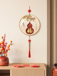 New Year Decorative Hanging Painting Chinese Style Home Entranceway Ornament Hulusi Ideal Metal Framed Oil Canvas Static Object Spray Painted