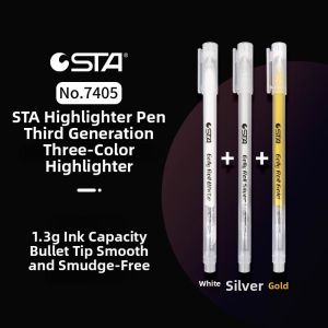 sta | Highlight Drawing Pen 7405 Silver Gold Waterproof Quick Drying High Coverage
