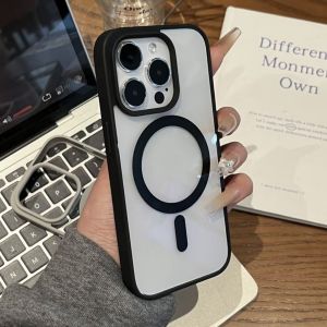With Magsafe Wireless Charge Phone Case For iPhone 17 Air 16 15 14 Pro 13 12 Pro Max Magnetic Soft Bumper Transparent Cover