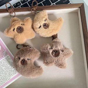 2Pcs Creative Star Moon Capybara Soft Plush Doll Keychain Stuffed Animal Capybara Pendant Car Key Ring Students Bag Charms Gift for Friends