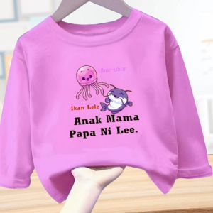 Atasan Baju anak Laki-Laki dan Perempuan Ubur Ubur Ikan Lele usia 1-12 tahun Lengan panjang Sablon Digital