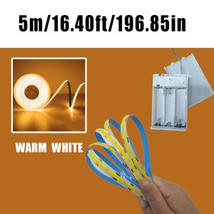 3AA Battery Box COB LED Strip Lights 5V Flexible COB Strip Light Flexible Ribbon Diode Tape for Party Bedroom Kitchen
