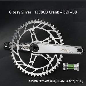 Rgo | Bộ Trục Giữa Xe Đạp Gấp RGO FR-60 165mm GXP 130 BCD 48/50/52T Nhôm Đánh Bóng Gương Màu Bạc Đen Kèm BB