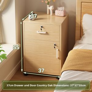 Modern Minimalist Nightstand with Lock Small Size Storage Shelf Wooden Side Table Bedroom Furniture Compact Design Adult Use