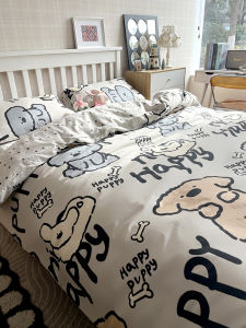 2024 New Cartoon Doggie Cute Girl Bedding Set Four Pieces All Cotton Skin-friendly Breathable Pure Cotton Bed Linen Collection