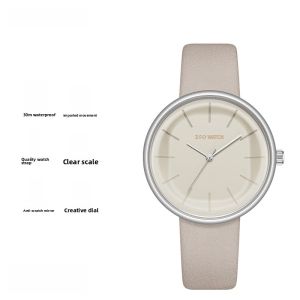 ZGO Womens Quartz Watch Elegant Simple Design Large Dial White Color Suitable for Students High Aesthetic Value