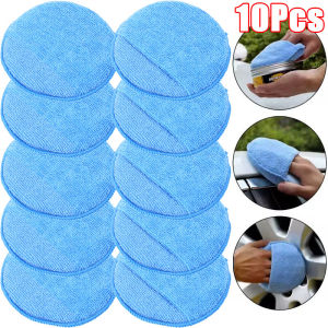 10Pcs Car Microfiber Wax Applicator / Ultra-Soft Car Wax Sponge / Auto Waxing Polishing Pad / Round Pocket Foam Sponges Car Cleaning Tools