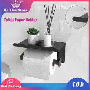 Stainless Steel Toilet Paper Holder Wall Mount Rolling Paper Rack Holder Rustproof With Phone Shelf For Bathroom