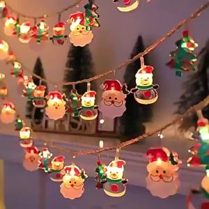 Led Christmas String Light Santa Claus Snowman Elk Gingerbread Lamp Xmas Tree Home Party Atmosphere Decor
