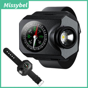 Outdoor multifunctional wrist light flashlight mini wrist LED light compass wrist light night exercise flashlight running hiking night riding bike light