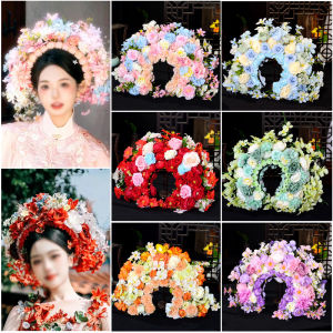 Qianzhou Hongpu Hairpin Flower Accessory Super God Photography Ancient Hairband Accessory for Ancient Costume Performance Photography Hanfu Hair Accessories