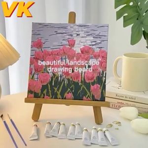 VK Digital Oil Paint By Numbers DIY 20x20cm Canvas Frame Number Fill Color Painting Wall Decoration School Supplies Stationery