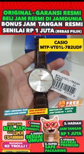 CASIO ORIGINAL - CASIO MTP-VT01L-7B2VUDF - Analog - MEN - Kulit - Coklat Silver - Jam dunia JD18ST # Jam Tangan Pria Cowok Anti Air Digital Analog + CASIO MTP VT01L 7B MTP-VT01L VT 01 L MTPVT01 MTP-VT01 MTPVT01L MTP-01 MTP-VT01L-7B VT01 $ WR0 STK SD7