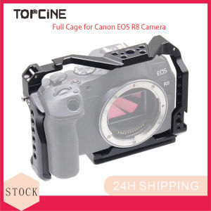 Topcine R8 Cage for Canon EOS R8 CameraAluminum Alloy DSLR Rig Stabilizer with Cold Shoe 1/4"-20 Threaded Holes for Filmmaking VloggingVideo Shooting