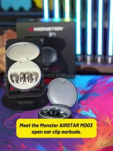 Monster | Monster MD03 CNC Alloy Ear Clip Earbuds Bluetooth 6.0 Ai Translating Headphone 4-Mic HD Call TWS Wireless Earphone with APP