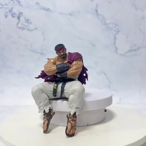 Bandai | 14cm/5.51in Street Fighter Anime Game Figure Ryu Chun-Li Action Figure Sitting Posture Figurine Decor PVC Collection Model Toy