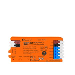 GLEDOPTO Smart Home ESP32 Digital Strip WLED Controller 15A Fuse 5-24V UART Mic Type-C Multi-GPIO Flame-Retardant PC 4 Outputs