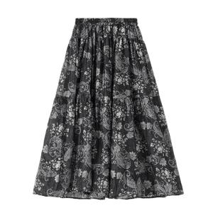 AMII Résille Print Halter Neck Mini Dress Summer Vacation Style Retro Print Chiffon A-Line Long Skirt Midi Skirt