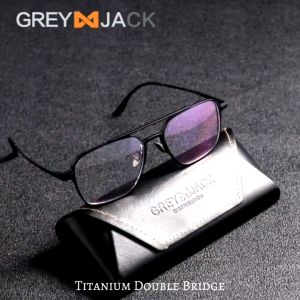 Grey Jack Frame Kacamata Model Aviator Kotak Bahan Titanium Ringan Kokoh Fashion Pria Wanita Bisa Minus Antiradiasi Blueray Bluecromic 20233