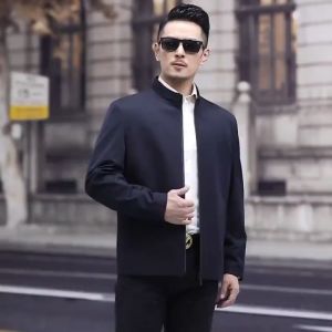 Mens Slim Formal Business Suits Vests Coat Jacket Men Zip Thin Jacket Clothing