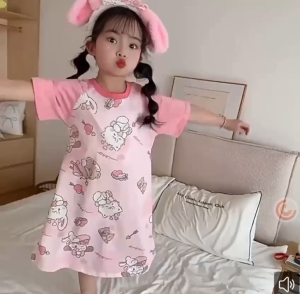 Gaun Tidur Kanak-Kanak Perempuan Musim Panas Kartun Comel