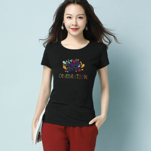 plus Size Womens Loose Fit Short Sleeve T-Shirt Summer New Style Comfortable Breathable Cotton Blend Korean Style round Neck