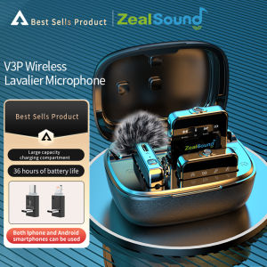 Zealsound Wireless Lavalier Lapel Microphone for iPhone iPad Android Type-C Phone Live Broadcast Audio Video Recording Vlog V3P
