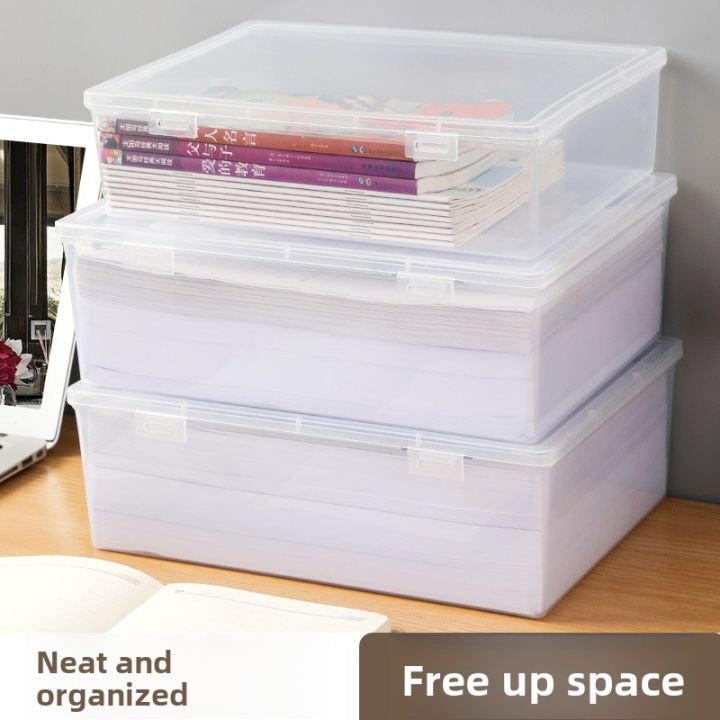 Large Size Plastic File Storage Box Transparent Drawer Organizer ...